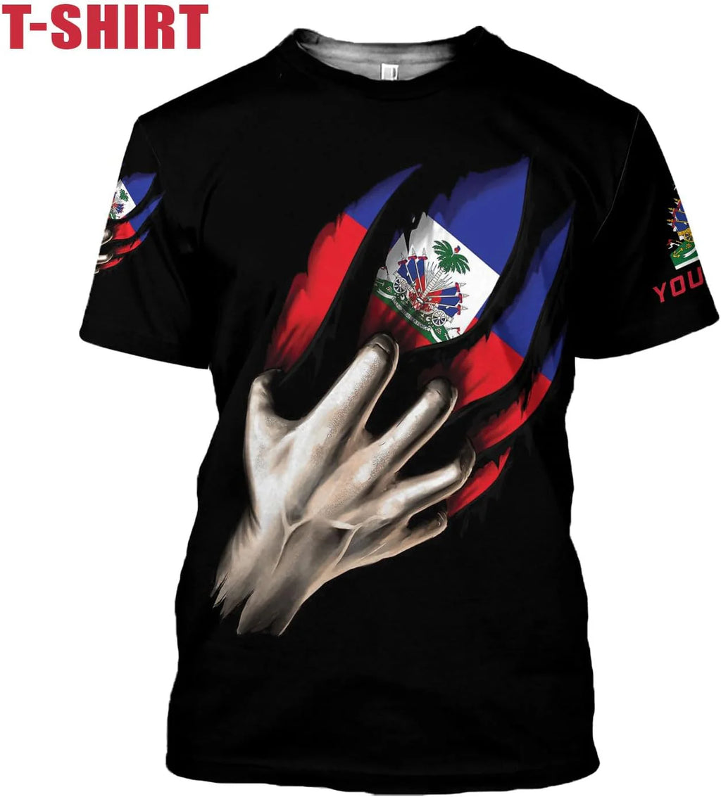 Mostprints Personalized Haiti Shirt 3D, Haitians Flag Pride Shirt, Haiti Shirts for Men & Women, Haitian Pride Tshirt S-5XL