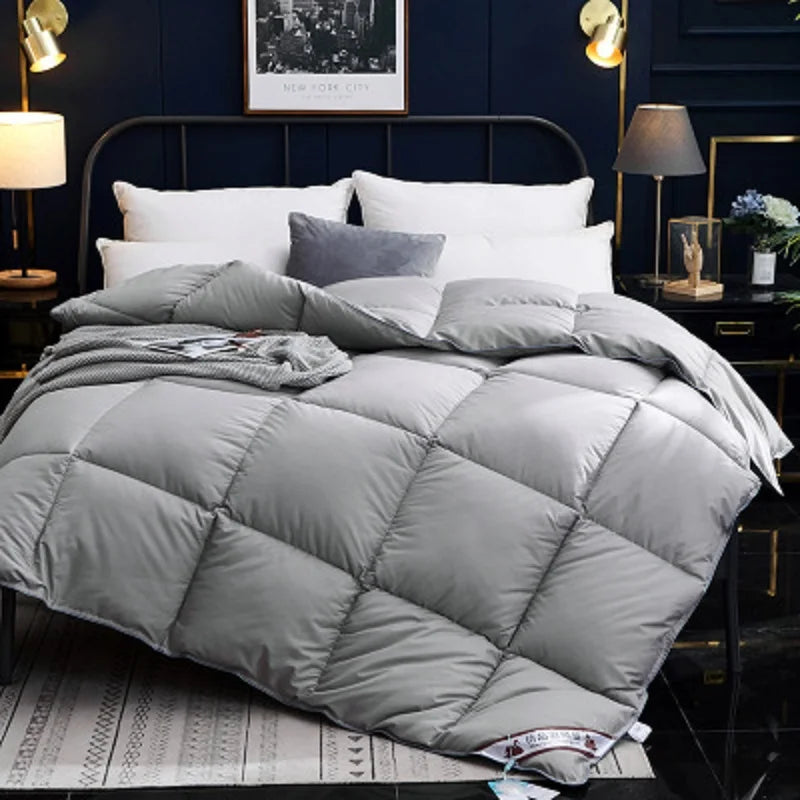 100% Advanced Goose Down Duvet Quilted Cotton Quilt Cover Comfortable And Warm Comforter Winter Thick Blanket Solid Color