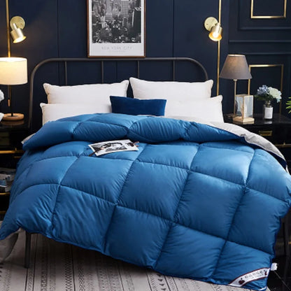 100% Advanced Goose Down Duvet Quilted Cotton Quilt Cover Comfortable And Warm Comforter Winter Thick Blanket Solid Color