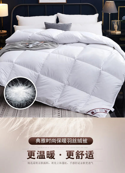 100% Advanced Goose Down Duvet Quilted Cotton Quilt Cover Comfortable And Warm Comforter Winter Thick Blanket Solid Color