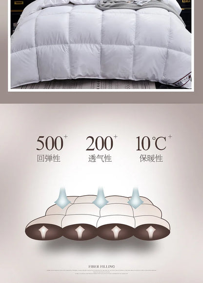 100% Advanced Goose Down Duvet Quilted Cotton Quilt Cover Comfortable And Warm Comforter Winter Thick Blanket Solid Color