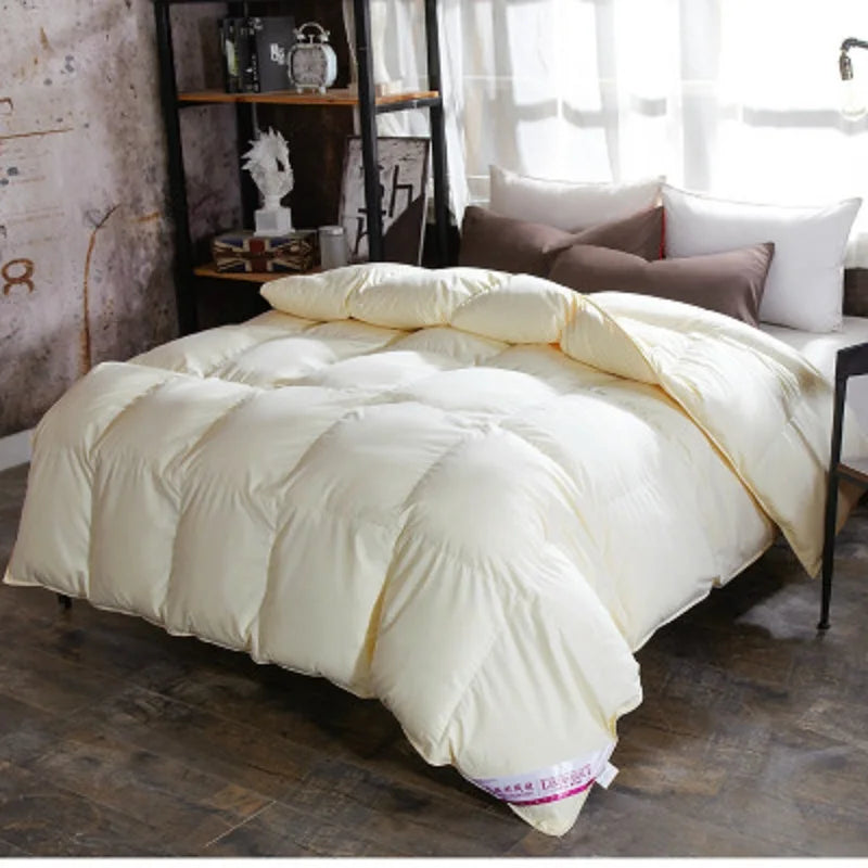 100% Advanced Goose Down Duvet Quilted Cotton Quilt Cover Comfortable And Warm Comforter Winter Thick Blanket Solid Color