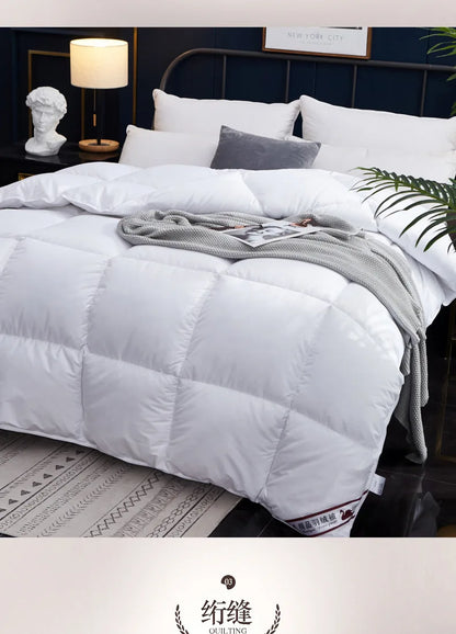 100% Advanced Goose Down Duvet Quilted Cotton Quilt Cover Comfortable And Warm Comforter Winter Thick Blanket Solid Color