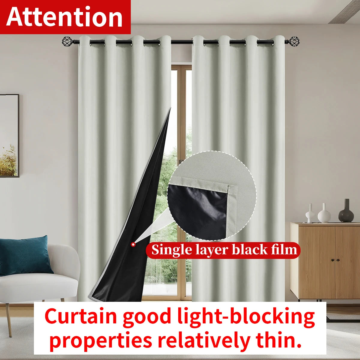 1pc Solid color full shading and sun protection 100% Blackout curtains, bedroom and living room shading curtains