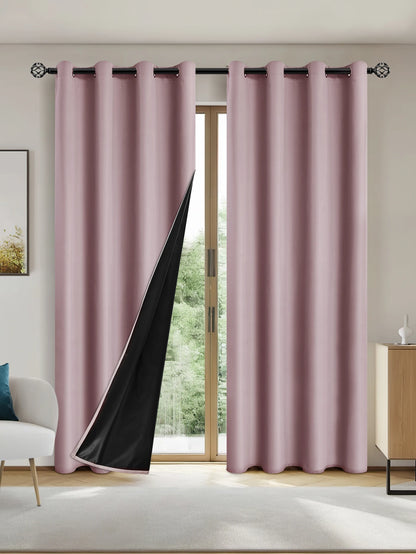 1pc Solid color full shading and sun protection 100% Blackout curtains, bedroom and living room shading curtains