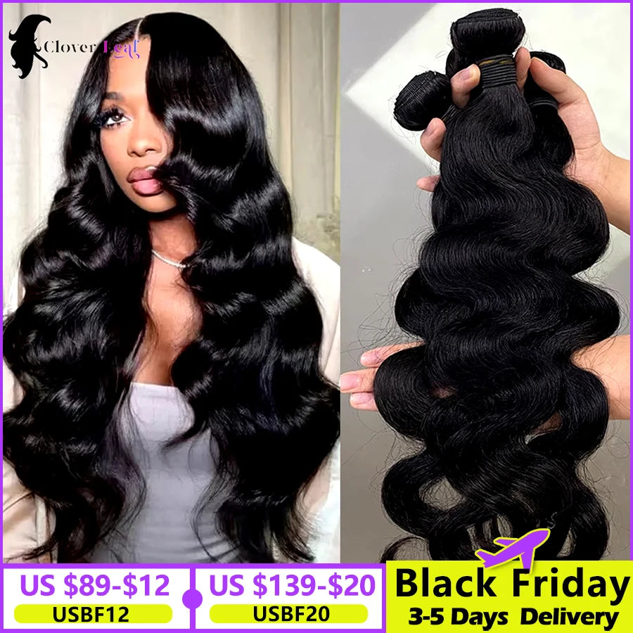 24inch Body Wave Human Hair Bundles 100% Brazilian Raw Human Hair 1/3/4 Bundles for Women 10A Thick Bundles 3 Days Delivery