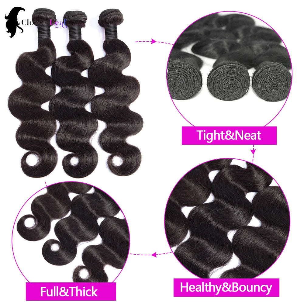 24inch Body Wave Human Hair Bundles 100% Brazilian Raw Human Hair 1/3/4 Bundles for Women 10A Thick Bundles 3 Days Delivery