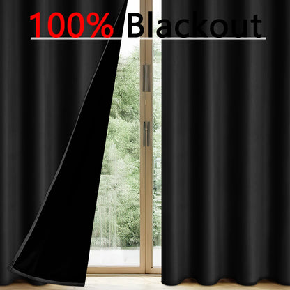 1pc Solid color full shading and sun protection 100% Blackout curtains, bedroom and living room shading curtains