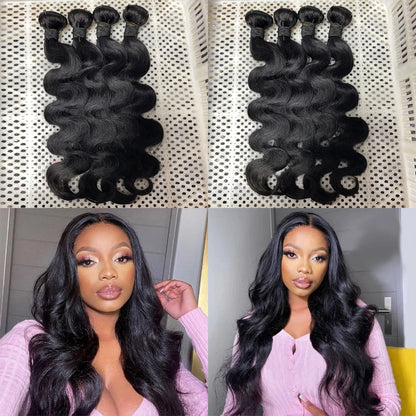 24inch Body Wave Human Hair Bundles 100% Brazilian Raw Human Hair 1/3/4 Bundles for Women 10A Thick Bundles 3 Days Delivery