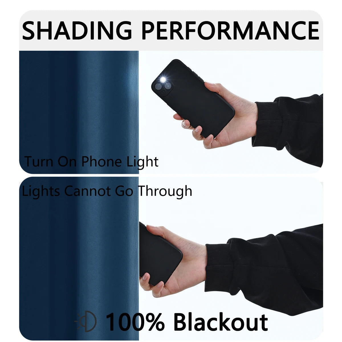 1pc Solid color full shading and sun protection 100% Blackout curtains, bedroom and living room shading curtains