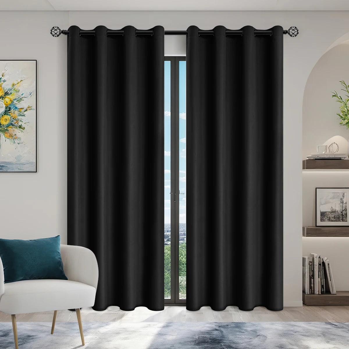 1pc Solid color full shading and sun protection 100% Blackout curtains, bedroom and living room shading curtains