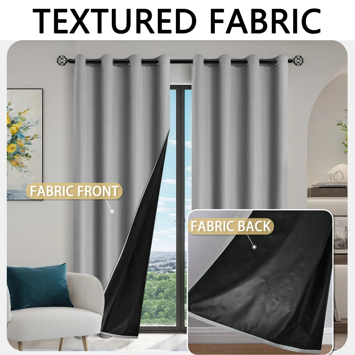 1pc Solid color full shading and sun protection 100% Blackout curtains, bedroom and living room shading curtains