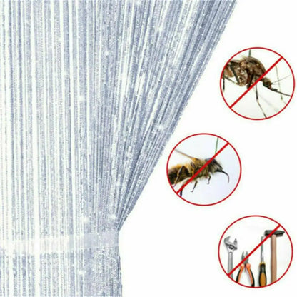 2M*1M String Curtain Panels Door Fly Screen Hanging Beaded Curtains Room Divider Net