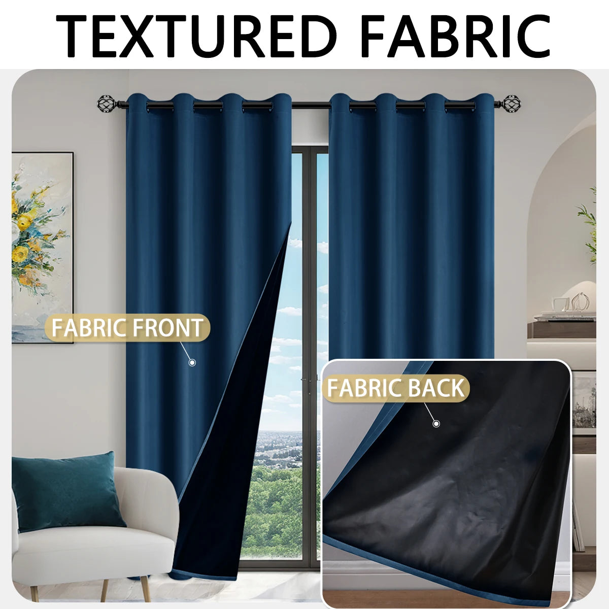 1pc Solid color full shading and sun protection 100% Blackout curtains, bedroom and living room shading curtains