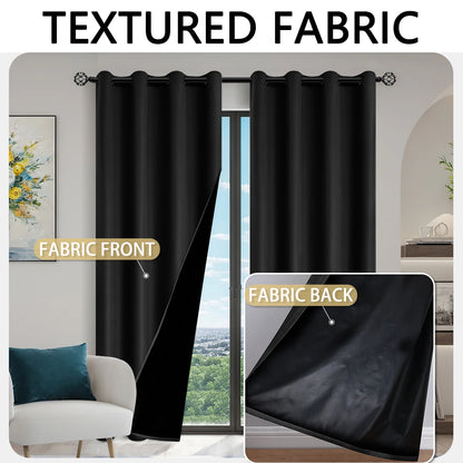 1pc Solid color full shading and sun protection 100% Blackout curtains, bedroom and living room shading curtains