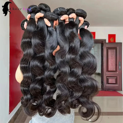 24inch Body Wave Human Hair Bundles 100% Brazilian Raw Human Hair 1/3/4 Bundles for Women 10A Thick Bundles 3 Days Delivery