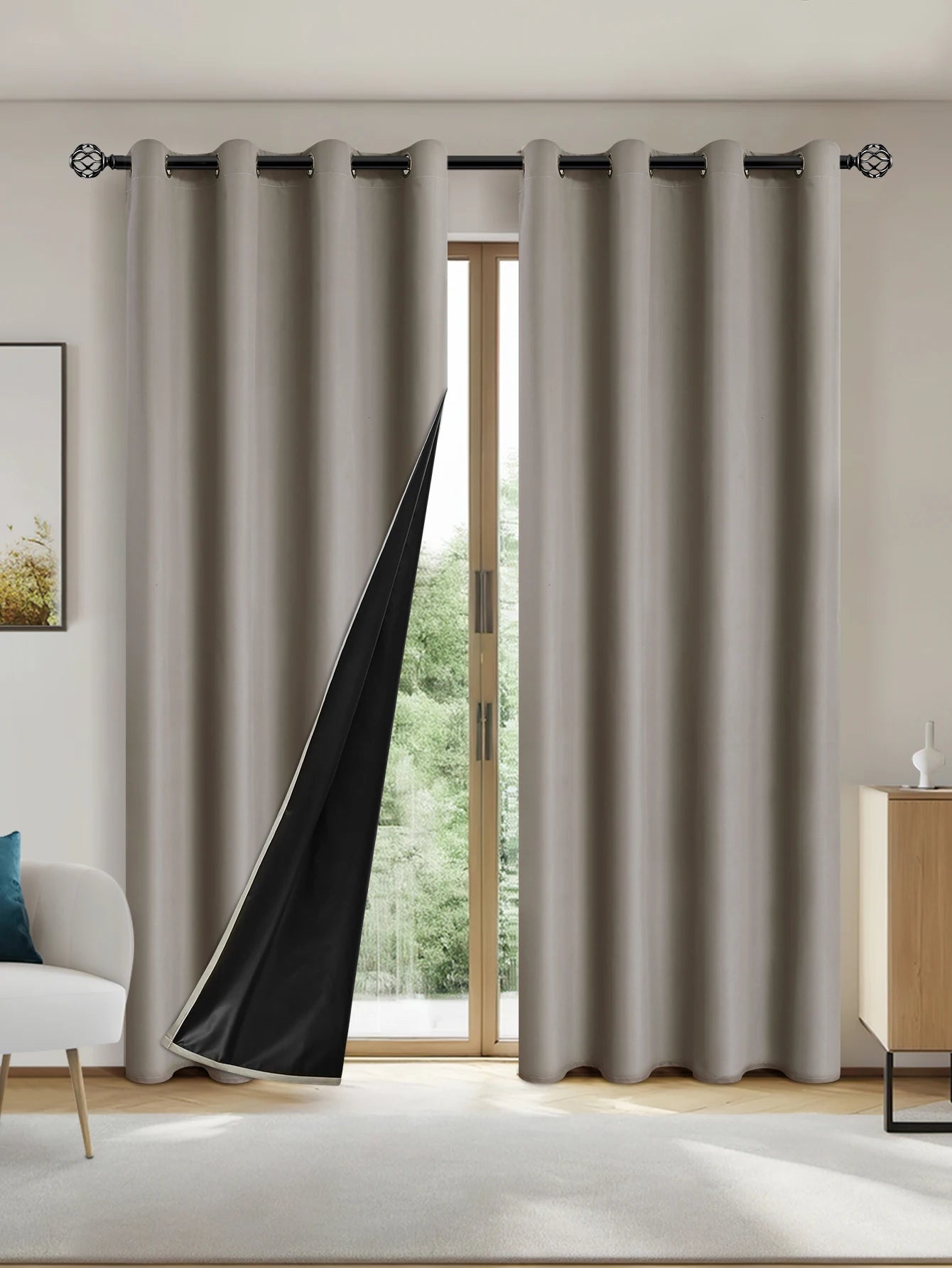 1pc Solid color full shading and sun protection 100% Blackout curtains, bedroom and living room shading curtains